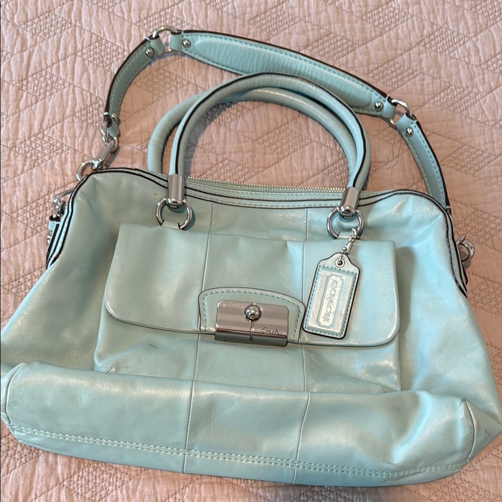 Coach Light Blue Leather Handbag
